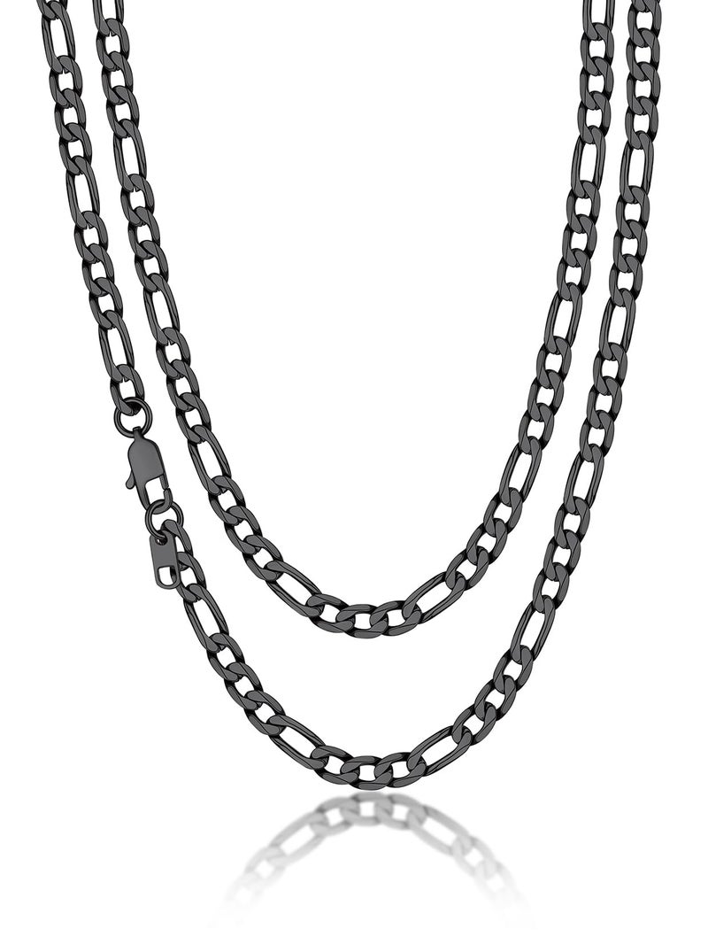 Suplight Figaro Chain for Men Women 6mm 22inch Stainless Steel Figaro Necklace Black Chains for Men Hip Hop Jewelry, Send Gift Box - Image 1